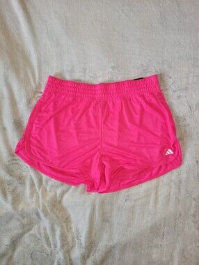 Adidas Womens Size 2XL Pacer Essentials High Rise Knit Training Shorts Hot Pink
